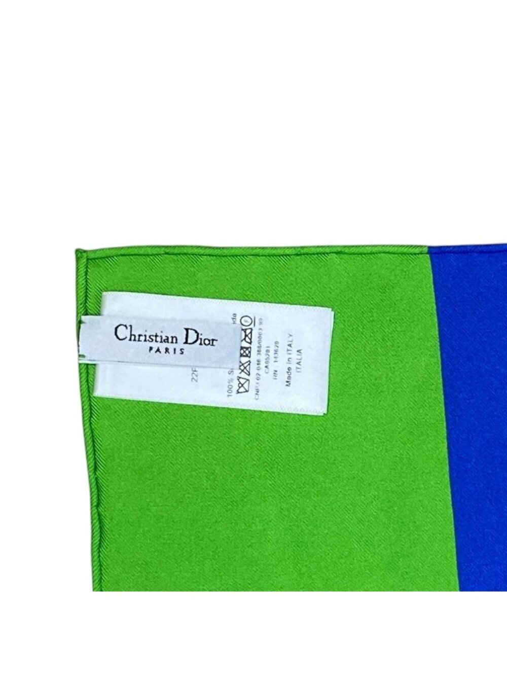 Dior Scarf Shawl D-flower Pop Silk 100% Blue Green Orange Gorgeous Feminine - Picture 7 of 8